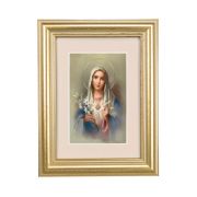 5 1/4" x 6 3/4" Gold Leaf Frame-Cream Matte with a 2 1/2" x 3 3/4" Immaculate Heart of Mary Print