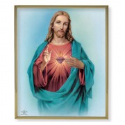 8" x 10" Gold Plaque Frame with a Sacred Heart of Jesus Print
