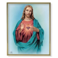 8" x 10" Gold Plaque Frame with a Sacred Heart of Jesus Print
