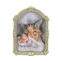 5" Cathedral 3D Plaque Guardian Angel with Lantern