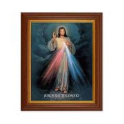 10 1/2" x 12 1/2" Walnut Finish Beveled Frame with 8" x 10" Divine Mercy (Spanish) Textured Art