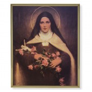 8" x 10" Gold Plaque Frame with a St. Therese Print