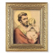 12 1/2" x 14 1/2" Ornate Gold Leaf Antique Frame with 8" x 10" Chambers: St. Joseph with Crying Jesus Print