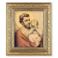 12 1/2" x 14 1/2" Ornate Gold Leaf Antique Frame with 8" x 10" Chambers: St. Joseph with Crying Jesus Print