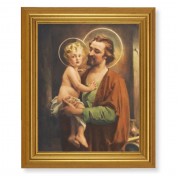 10" x 12" Gold Leaf Finish Beveled Frame with 8" x 10" Saint Joseph with Jesus Textured Art