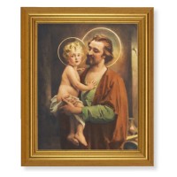 10" x 12" Gold Leaf Finish Beveled Frame with 8" x 10" Saint Joseph with Jesus Textured Art