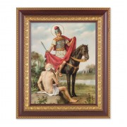 11 1/2" x 13 1/2" Cherry Frame with Gold Trim with an 8" x 10" St. Martin of Tours Print