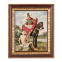 11 1/2" x 13 1/2" Cherry Frame with Gold Trim with an 8" x 10" St. Martin of Tours Print