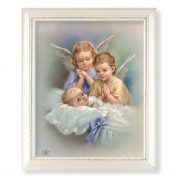 9 1/2" x 11 1/2" White Pearlescent Frame with an 8" x 10" Guardian Angels Print