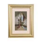 5 1/4" x 6 3/4" Gold Leaf Frame-Cream Matte with a 2 1/2" x 3 3/4" Our Lady of Lourdes Print