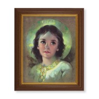 10 1/2" x 12 1/2" Walnut Finish Beveled Frame with 8" x 10" The Child Jesus Textured Art