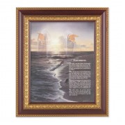 11 1/2" x 13 1/2" Cherry Frame with Gold Trim with an 8" x 10" Footprints Print