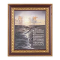 11 1/2" x 13 1/2" Cherry Frame with Gold Trim with an 8" x 10" Footprints Print