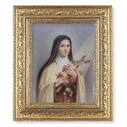 12 1/2" x 14 1/2" Ornate Gold Leaf Antique Frame with 8" x 10" Saint Therese Print