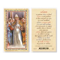 25pk - Love Is Patient - Saint Paul  Gold Stamped Laminated Holy Card  Pk 25