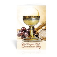 10pk - Chalice with Grapes and Bread First Communion Greeting Card. Sold in Inc. of 10 10pk - Chalice with Grapes and Bread First Communion Greeting Card. Sold in Inc. of 10