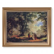 13 1/2" x 16 9/16" Gold Leaf Antique Finished Frame with 11" x 14" Zund: Way to Emmaus Textured Art