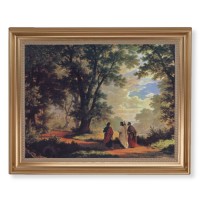 13 1/2" x 16 9/16" Gold Leaf Antique Finished Frame with 11" x 14" Zund: Way to Emmaus Textured Art