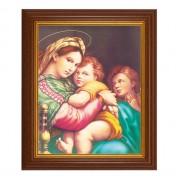 10 1/2" x 12 1/2" Walnut Finish Beveled Frame with 8" x 10" Raphael: Madonna of The Chair Textured Art