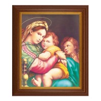 10 1/2" x 12 1/2" Walnut Finish Beveled Frame with 8" x 10" Raphael: Madonna of The Chair Textured Art