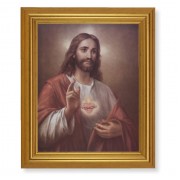 10" x 12" Gold Leaf Finish Beveled Frame with 8" x 10" Sacred Heart of Jesus Textured Art