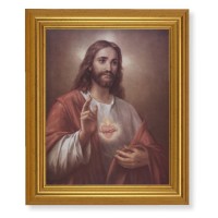 10" x 12" Gold Leaf Finish Beveled Frame with 8" x 10" Sacred Heart of Jesus Textured Art