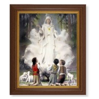 10 1/2" x 12 1/2" Walnut Finish Beveled Frame with 8" x 10" Our Lady of Fatima Textured Art