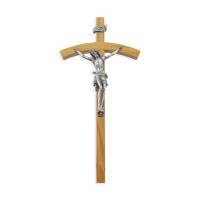 10" Oak Wood Cross with a Fine Pewter Corpus