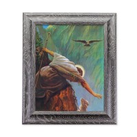 10 1/2" x 12 1/2" Grey Oak Finish Frame with an 8" x 10" Hook: The Lost Sheep Print