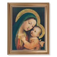13 1/2" x 16 9/16" Gold Leaf Antique Finished Frame with 11" x 14" Our Lady of Good Counsel Textured Art