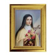 6 3/4" X 8 3/4" Gold Leaf Finish Frame with 5" X 7" Saint Therese Textured Art
