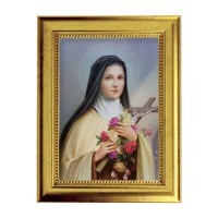6 3/4" X 8 3/4" Gold Leaf Finish Frame with 5" X 7" Saint Therese Textured Art