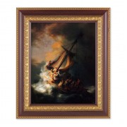 11 1/2" x 13 1/2" Cherry Frame with Gold Trim with an 8" x 10" The Storm on the Sea of Galilee Print