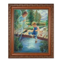 10" x 12" Ornate Wood Frame with an 8" x 10" Blanc: Guardian Angel with Boy Print