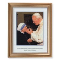 13 1/2" x 16 9/16" Gold Leaf Antique Finished Frame with 11" x 14" Pope John Paul II and St. Teresa of Calcutta Textured Art
