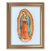 13 1/2" x 16 9/16" Gold Leaf Antique Finished Frame with 11" x 14" Our Lady of Guadalupe Textured Art