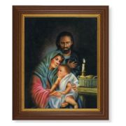 10 1/2" x 12 1/2" Walnut Finish Beveled Frame with 8" x 10" Holy Family Textured Art