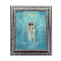 10 1/2" x 12 1/2" Grey Oak Finish Frame with an 8" x 10" Christ Welcoming Home Print