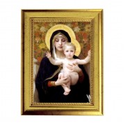 6 3/4" X 8 3/4" Gold Leaf Finish Frame with 5" X 7" Bouguereau: Madonna of the Lilies Textured Art