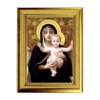 6 3/4" X 8 3/4" Gold Leaf Finish Frame with 5" X 7" Bouguereau: Madonna of the Lilies Textured Art