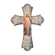 Divine Mercy 12" Laser Cut Wood Vintage Cross