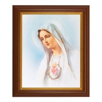 10 1/2" x 12 1/2" Walnut Finish Beveled Frame with 8" x 10" Immaculate Heart of Mary Textured Art 10 1/2" x 12 1/2" Walnut Finish Beveled Frame with 8" x 10" Immaculate Heart of Mary Textured Art