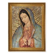 23.5" x 31" Antique Gold Leaf Beveled Frame, Roping Detail with 19" x 27" Our Lady of Guadalupe Textured Art