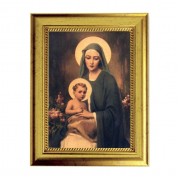 6 3/4" X 8 3/4" Gold Leaf Finish Frame with 5" X 7" Madonna and Child Textured Art