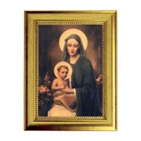6 3/4" X 8 3/4" Gold Leaf Finish Frame with 5" X 7" Madonna and Child Textured Art