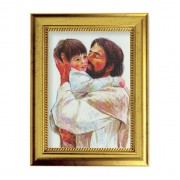 6 3/4" X 8 3/4" Gold Leaf Finish Frame with 5" X 7" Jesus with Child Textured Art