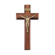 9" Two Tone Wood Cross with Museum Gold Finish Corpus