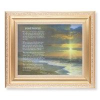 10 1/4" x 12 1/4" Satin Gold Frame with an 8" x 10" Footprints Print