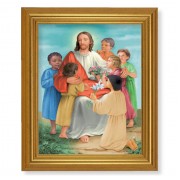 10" x 12" Gold Leaf Finish Beveled Frame with 8" x 10" Christ with Children Textured Art