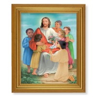 10" x 12" Gold Leaf Finish Beveled Frame with 8" x 10" Christ with Children Textured Art